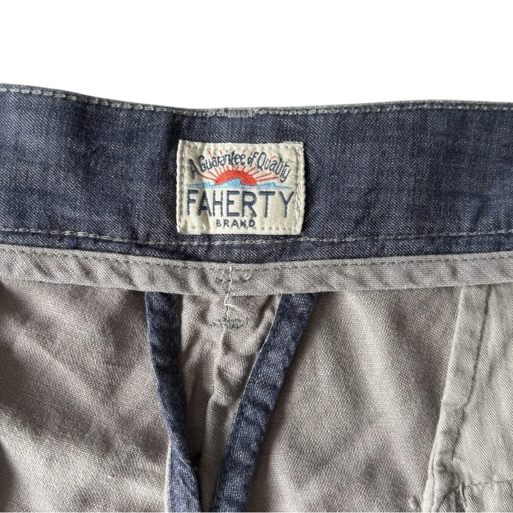 Faherty Tradewinds 9” inseam linen blend men’s shorts in Steel Dust | 38